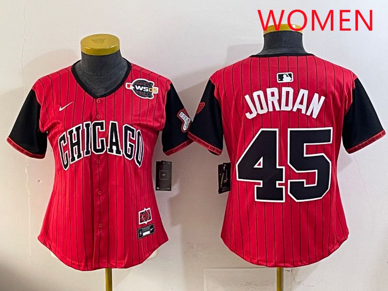 Women 2025 Chicago White Sox #45 Jordan Red Joint Name Nike MLB Jersey style 11->women mlb jersey->Women Jersey